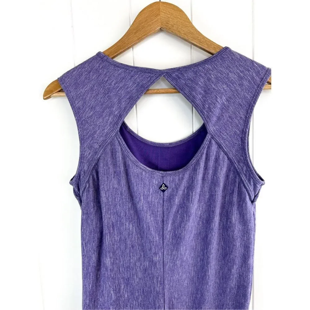 Prana Calico‎ Sleeveless Stretch Dress Ultra Violet Cut Out Back Size S